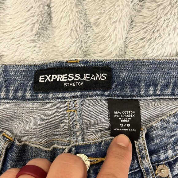 Express Jeans Womens 5/6 Bootcut Stretch Mid Rise Blue Denim Western Boho Y2K - Picture 4 of 7